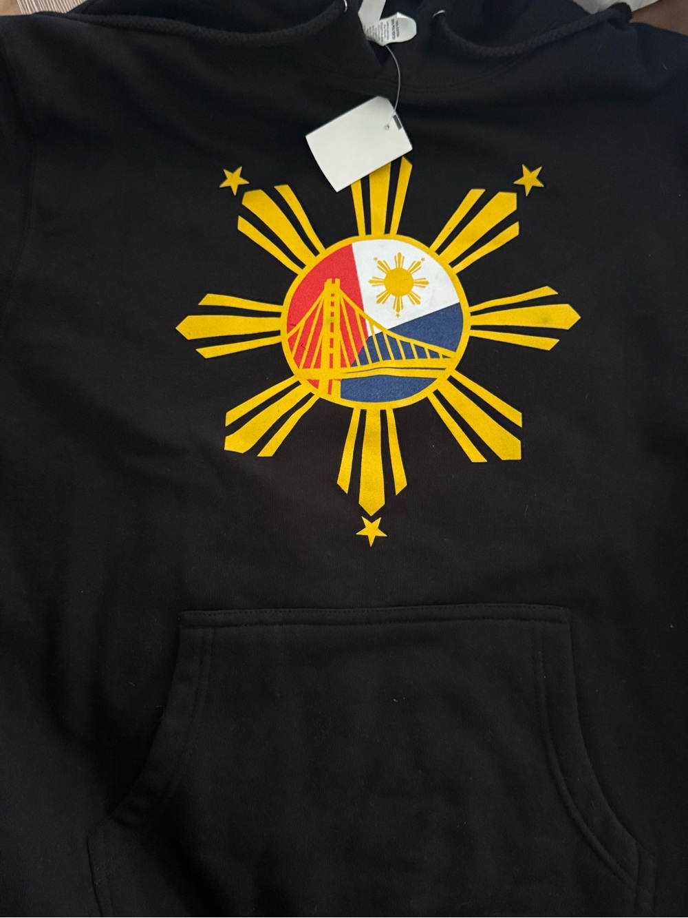 Golden State Warriors Black Pullover Hoodie with Philippine Suncrest